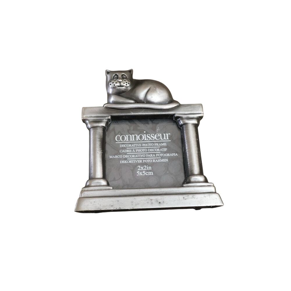 Vintage Connoisseur Silver Cat Kitty Pet Silver Tone Mini Photo Frame Decor 2x2